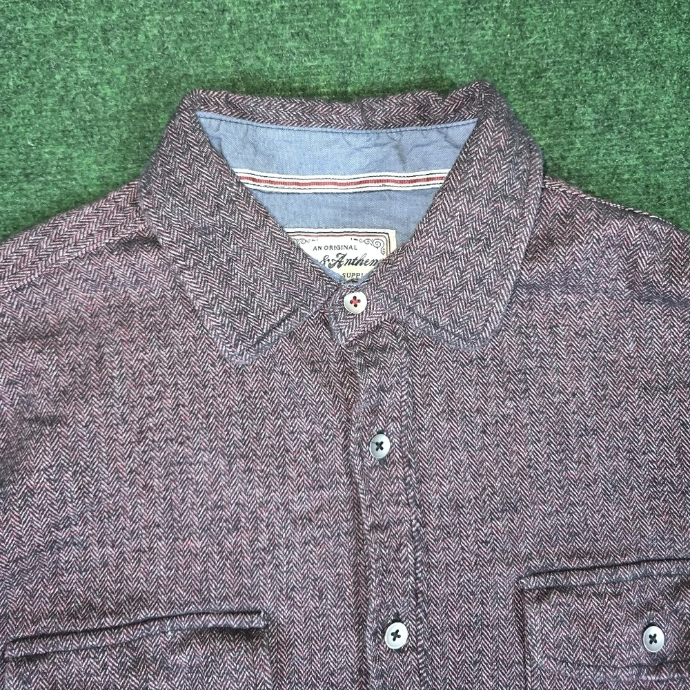 Flag & Anthem | 98% Cotton Micro Herringbone Button Down Casual Mens Shirt - Picture 7 of 15